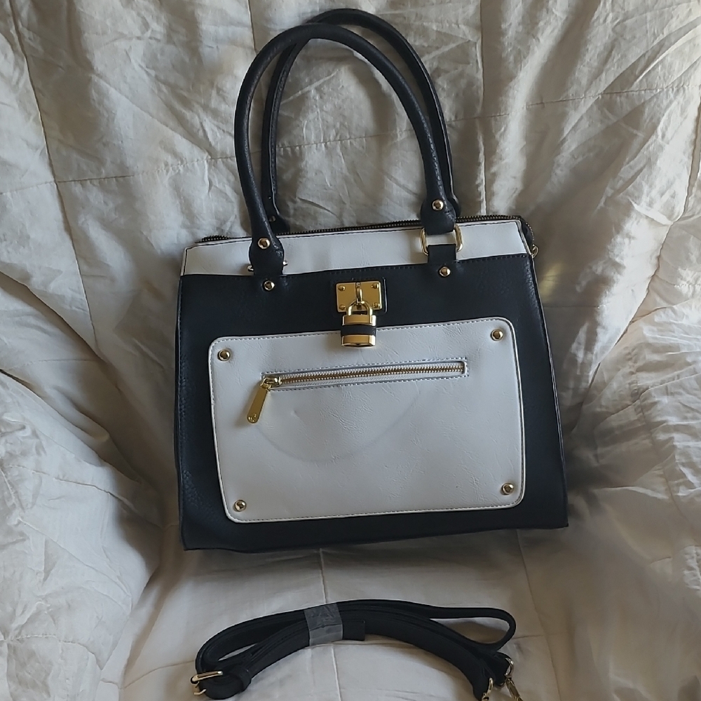 Charming Charlie Black and White Satchel